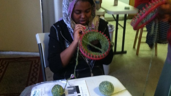 Knitting project at Sunnyvale Community Center